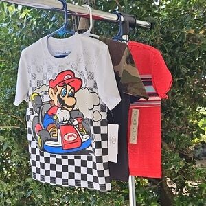 Boys Size XS 4-5 Tshirt Bundle Lot Mario Kart Short Sleeve Wonder Nation